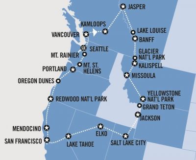 Map showing the Tour regions